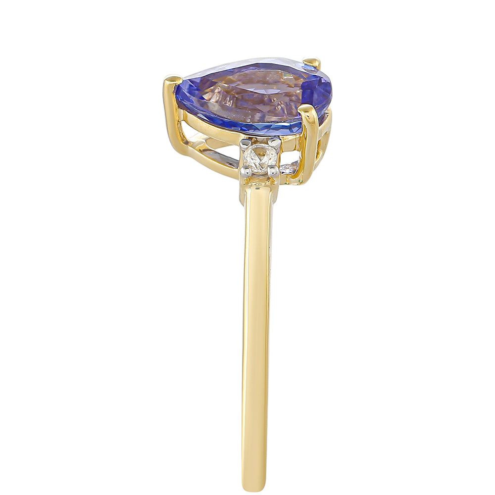 Inel din Aur de 9K ( 1.48 grame ) cu Tanzanit AAA și Zircon Natural 1.07 Carate 3 