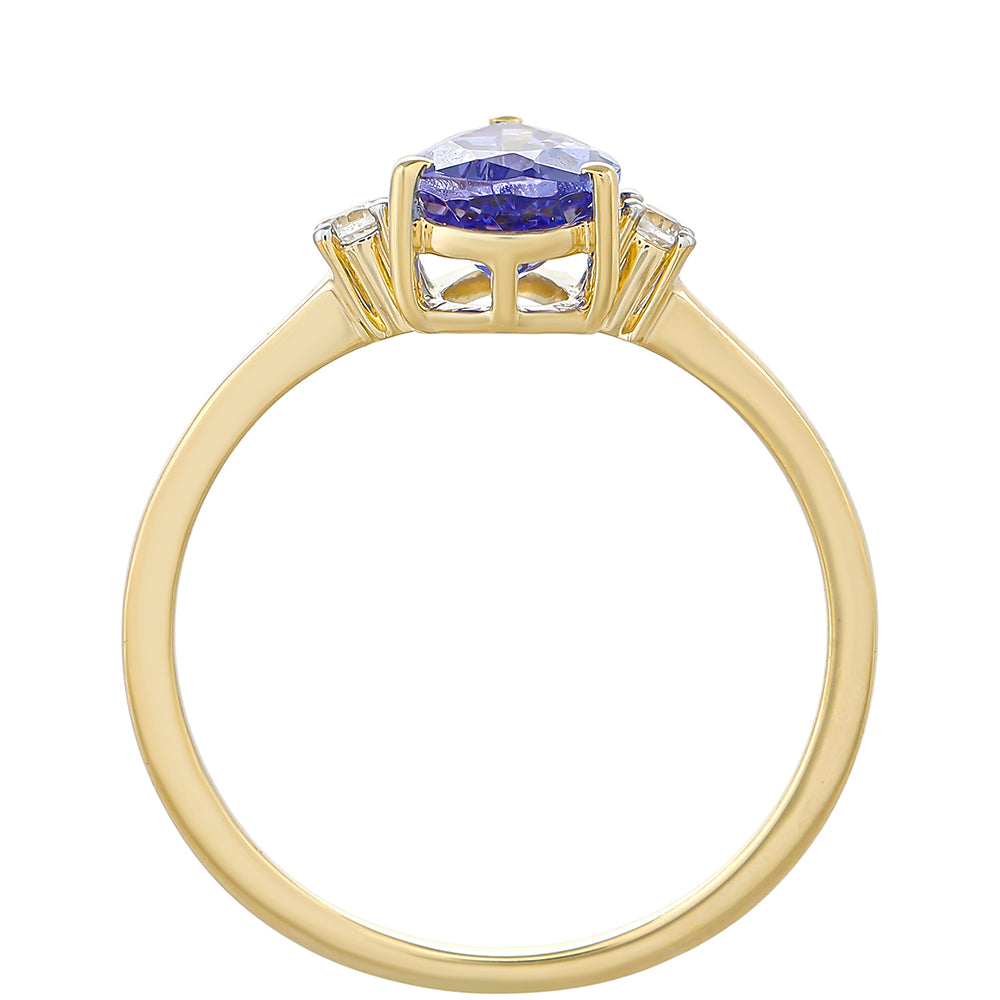 Inel din Aur de 9K ( 1.48 grame ) cu Tanzanit AAA și Zircon Natural 1.07 Carate