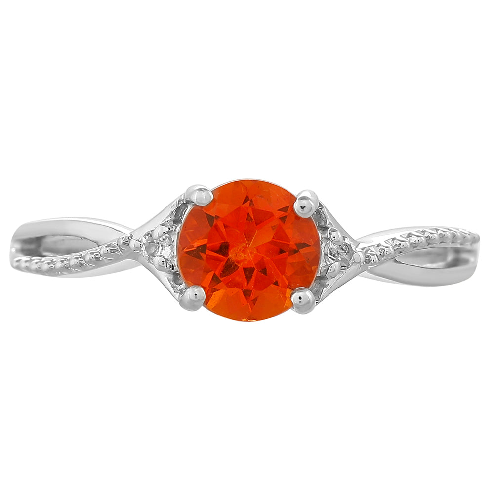 Inel din Argint 925 ( 1.52 grame ) cu Cuarț Padparadscha și Topaz Alb 0.8 Carate 1 