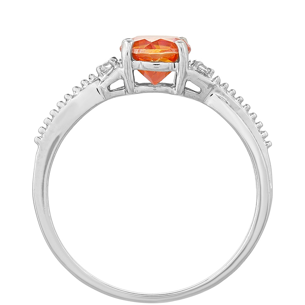 Inel din Argint 925 ( 1.52 grame ) cu Cuarț Padparadscha și Topaz Alb 0.8 Carate