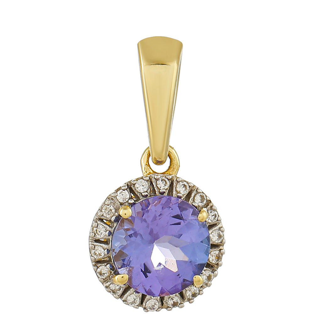 Pandantiv din Aur de 9K ( 0.94 grame ) cu Tanzanit AAA și Zircon Natural 0.94 Carate 1 