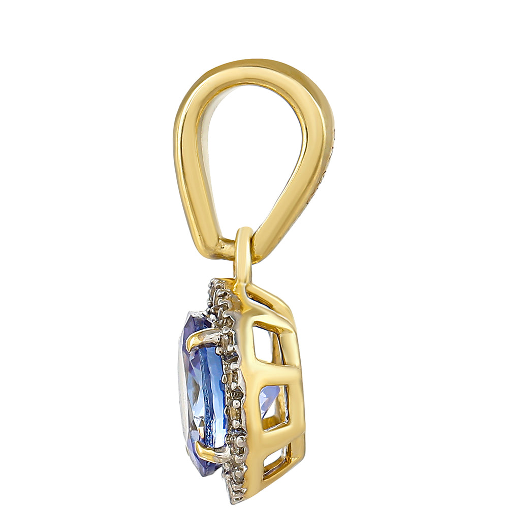 Pandantiv din Aur de 9K ( 0.94 grame ) cu Tanzanit AAA și Zircon Natural 0.94 Carate 2 