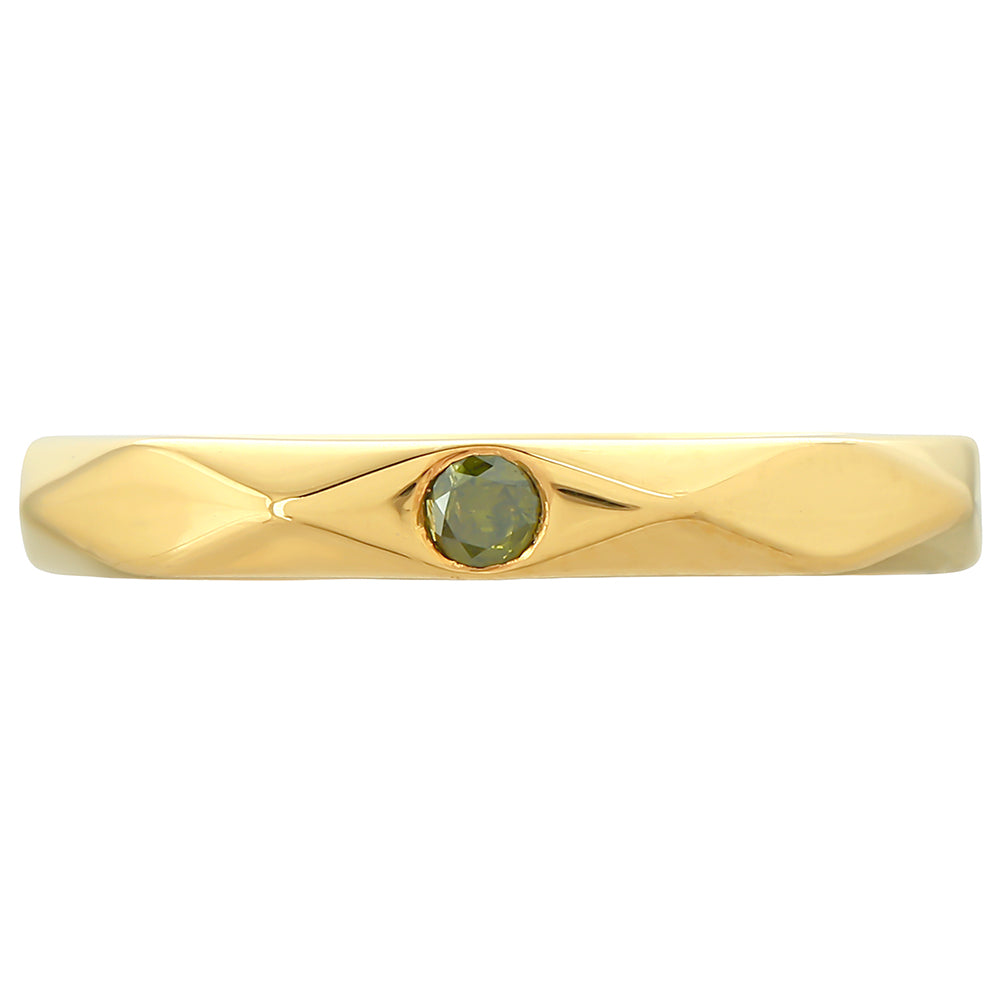 Inel din Argint 925 Placat cu Aur ( 1.61 grame ) cu Diamant Verde 0.06 Carate