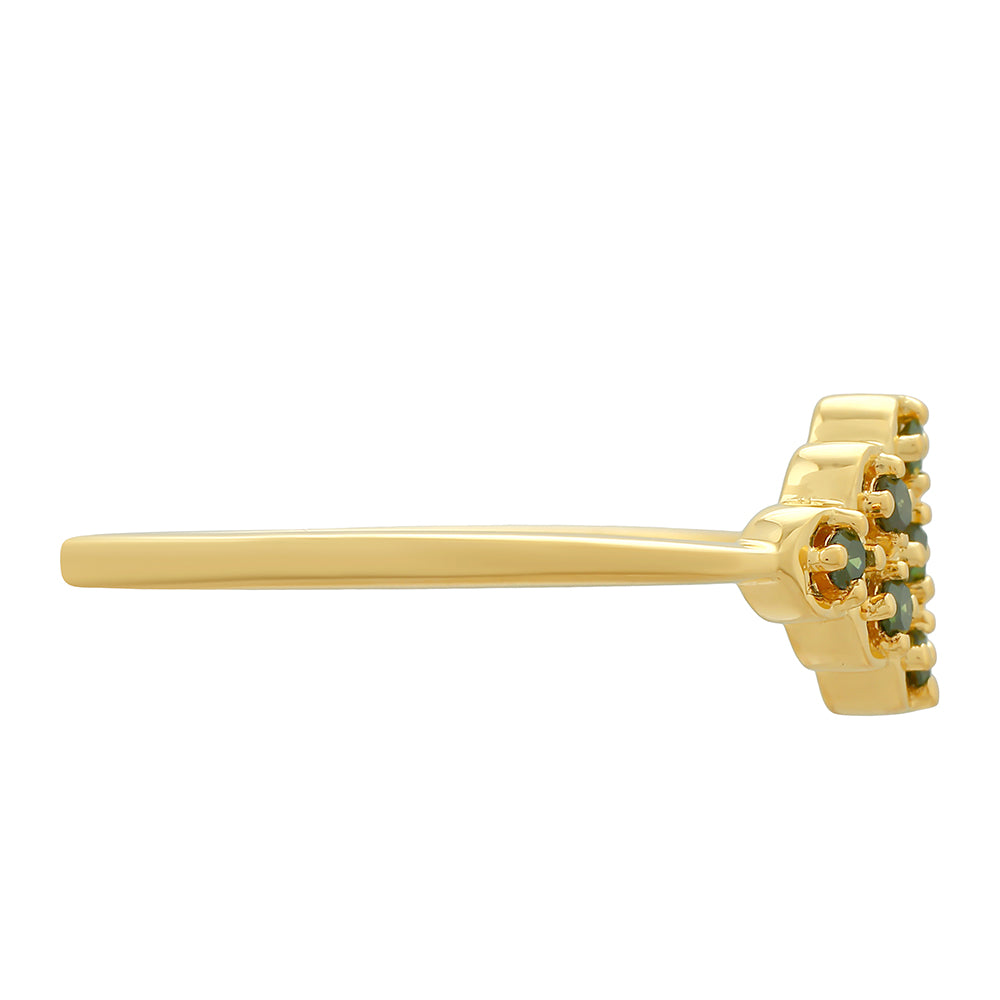 Inel din Argint 925 Placat cu Aur ( 1.47 grame ) cu Diamant Verde 0.13 Carate 2 