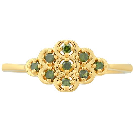 Inel din Argint 925 Placat cu Aur ( 1.47 grame ) cu Diamant Verde 0.13 Carate