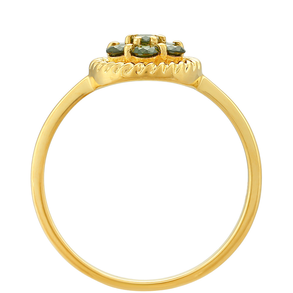 Inel din Argint 925 Placat cu Aur ( 1.49 grame ) cu Diamant Verde 0.34 Carate 4 