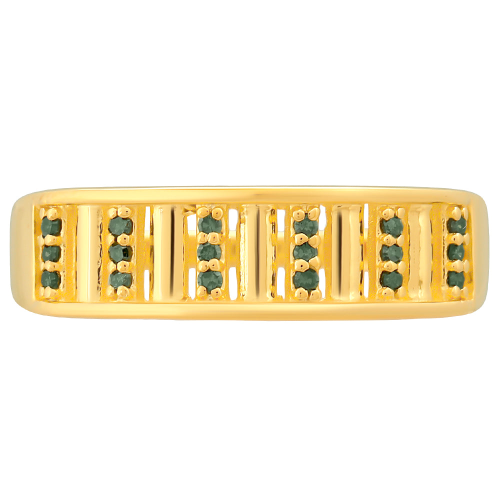Inel din Argint 925 Placat cu Aur ( 2.05 grame ) cu Diamant Verde 0.09 Carate 1 
