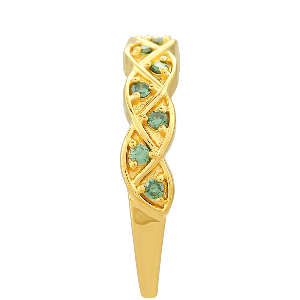 Inel din Argint 925 Placat cu Aur ( 1.96 grame ) cu Diamant Verde 0.16 Carate 3 