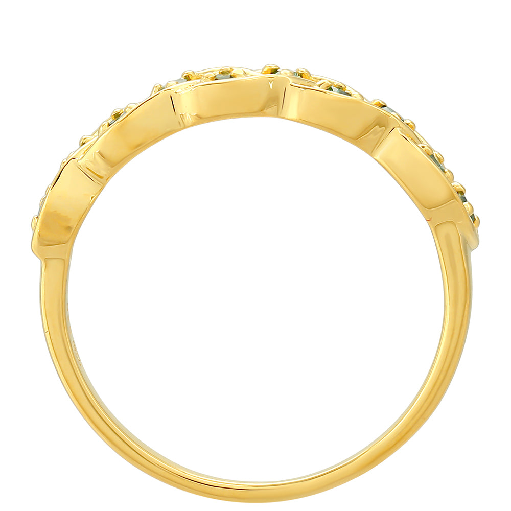 Inel din Argint 925 Placat cu Aur ( 1.96 grame ) cu Diamant Verde 0.16 Carate 4 