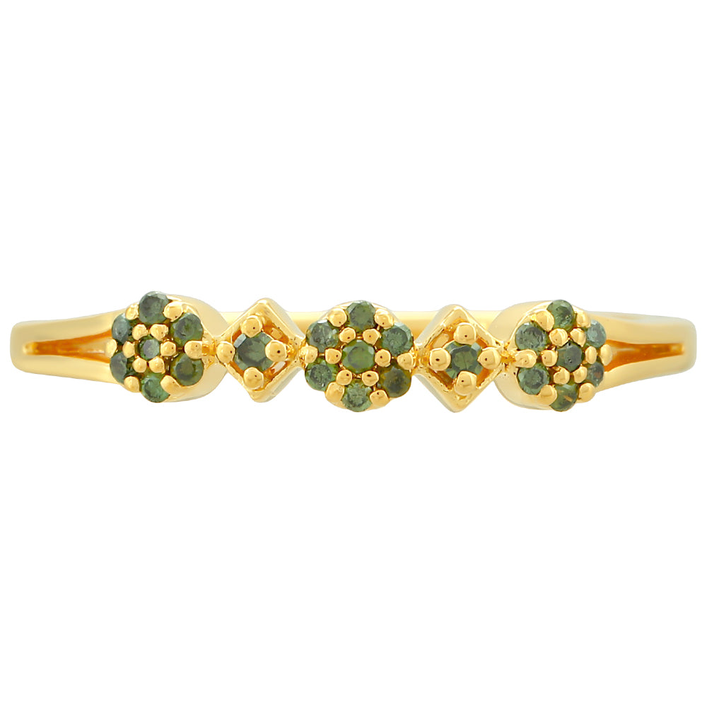 Inel din Argint 925 Placat cu Aur ( 1.38 grame ) cu Diamant Verde 0.12 Carate 1 