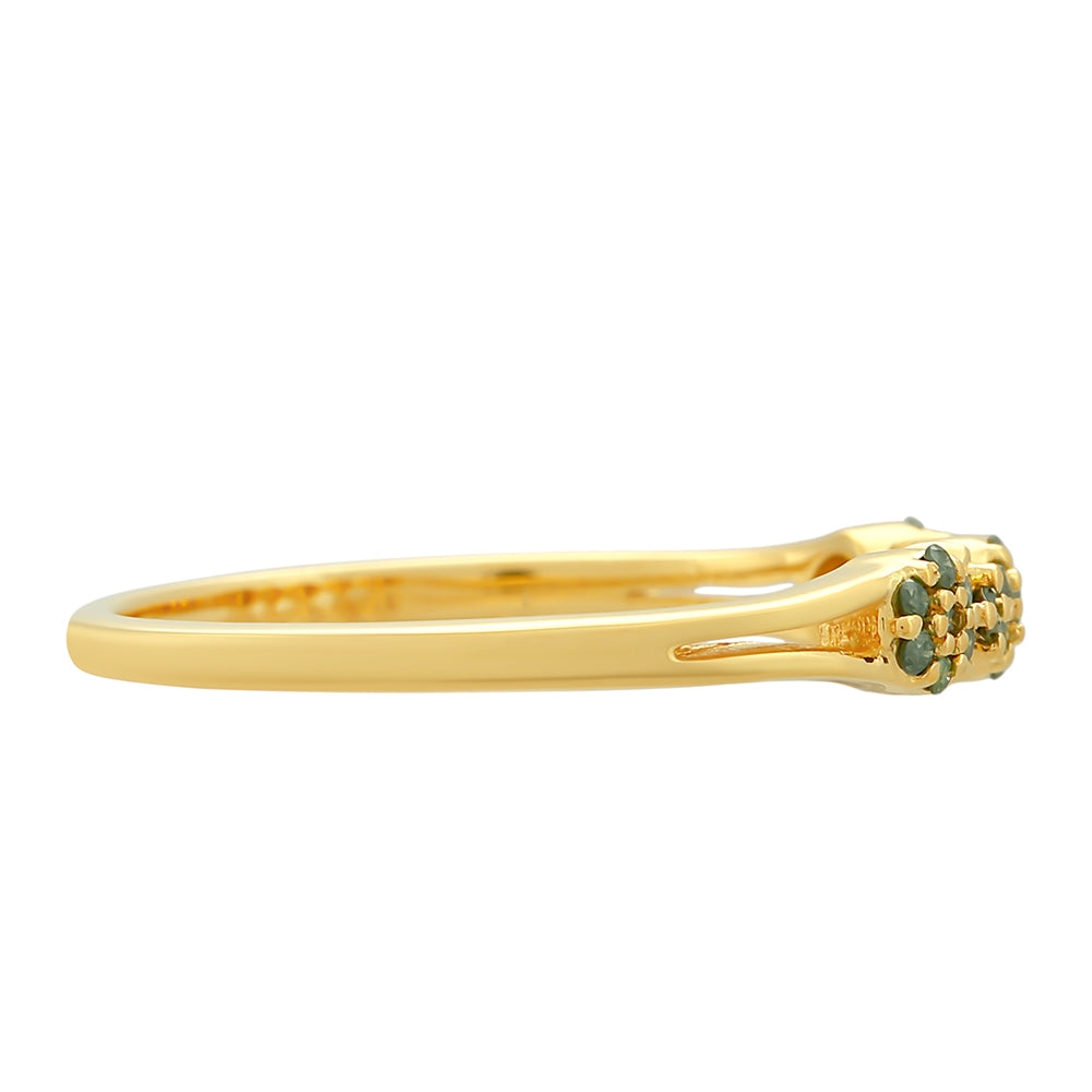 Inel din Argint 925 Placat cu Aur ( 1.38 grame ) cu Diamant Verde 0.12 Carate 2 