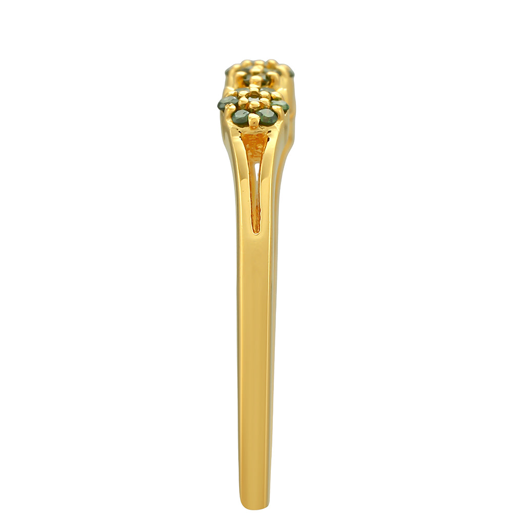 Inel din Argint 925 Placat cu Aur ( 1.38 grame ) cu Diamant Verde 0.12 Carate 3 