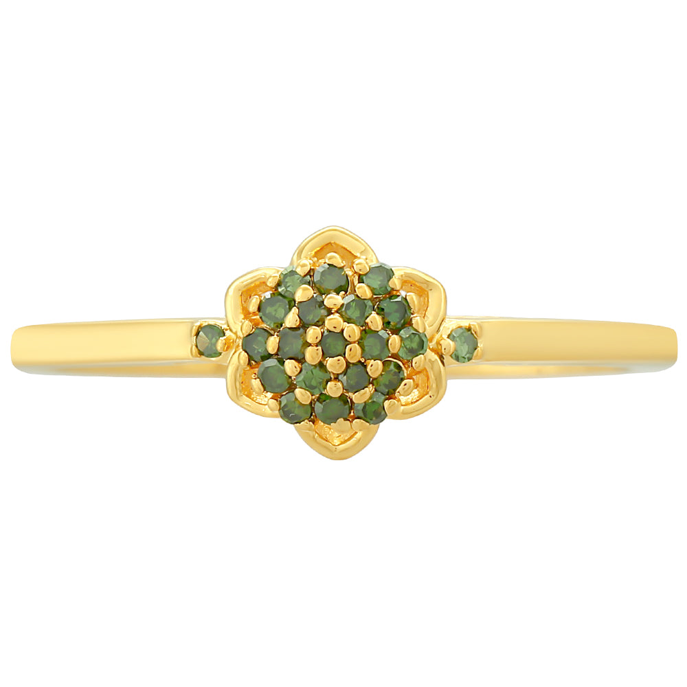 Inel din Argint 925 Placat cu Aur ( 1.32 grame ) cu Diamant Verde 0.11 Carate 1 