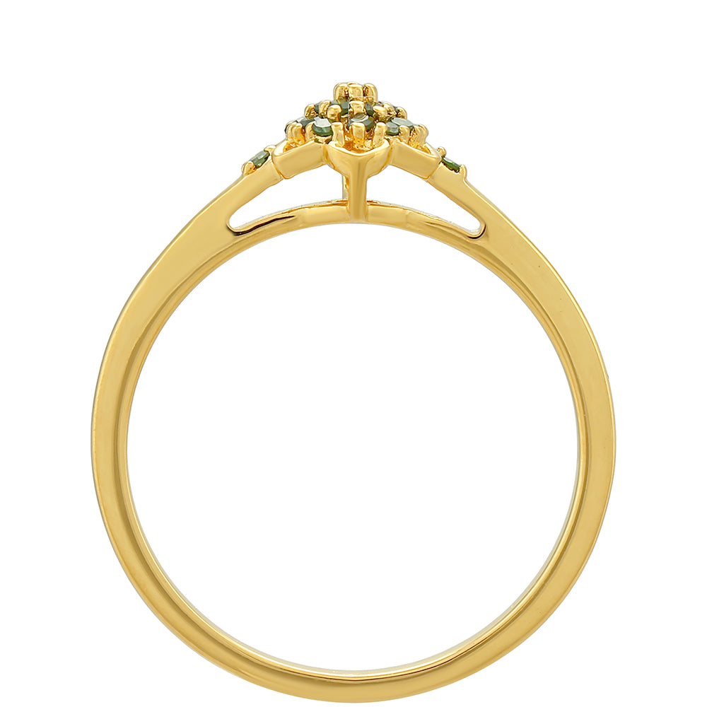 Inel din Argint 925 Placat cu Aur ( 1.32 grame ) cu Diamant Verde 0.11 Carate