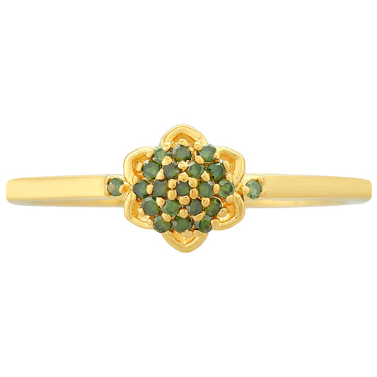 Inel din Argint 925 Placat cu Aur ( 1.32 grame ) cu Diamant Verde 0.11 Carate