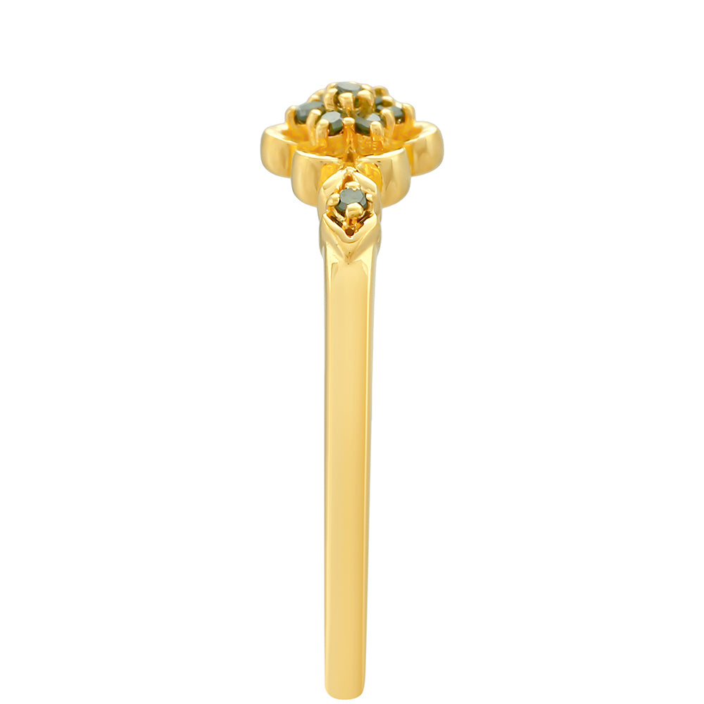 Inel din Argint 925 Placat cu Aur ( 1.58 grame ) cu Diamant Verde 0.06 Carate