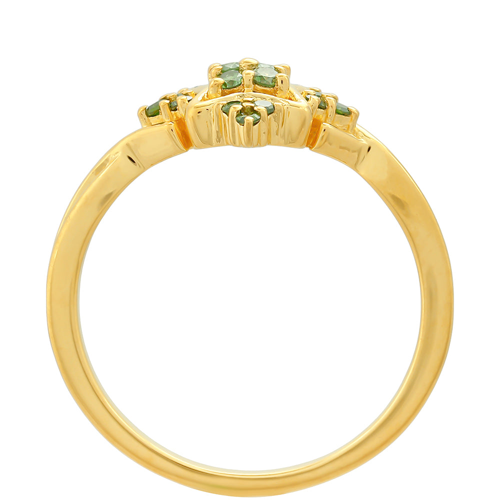 Inel din Argint 925 Placat cu Aur ( 2.21 grame ) cu Diamant Verde 0.21 Carate
