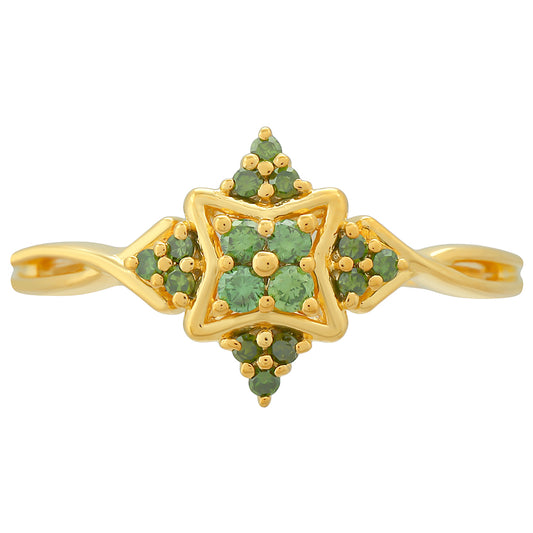 Inel din Argint 925 Placat cu Aur ( 2.21 grame ) cu Diamant Verde 0.21 Carate