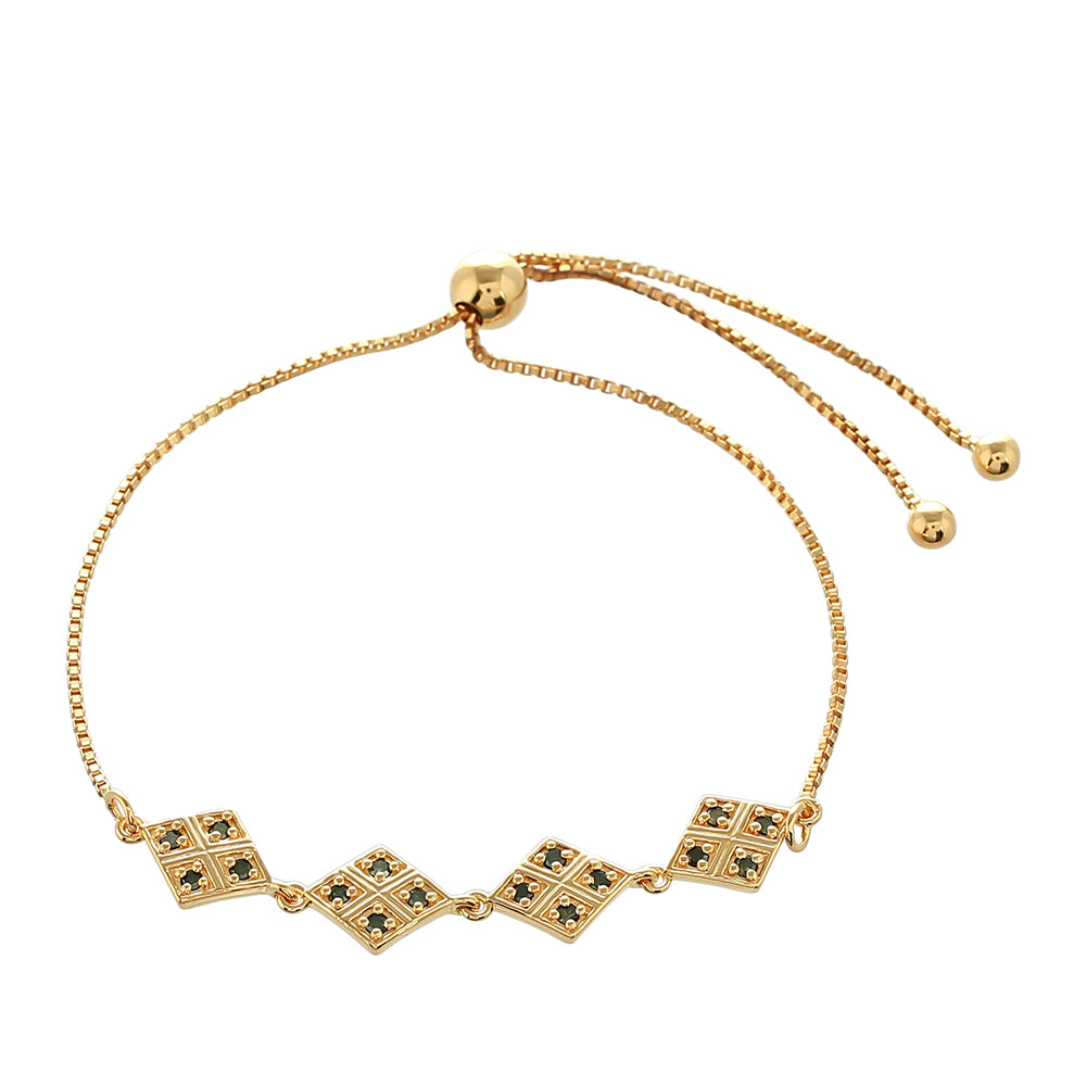 Brățară din Argint 925 Placat cu Aur ( 4.99 grame ) cu Diamant Verde 0.26 Carate 1 