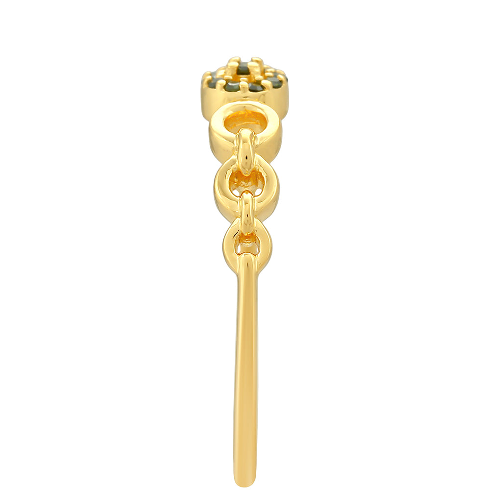 Inel din Argint 925 Placat cu Aur ( 1.48 grame ) cu Diamant Verde 0.05 Carate 3 