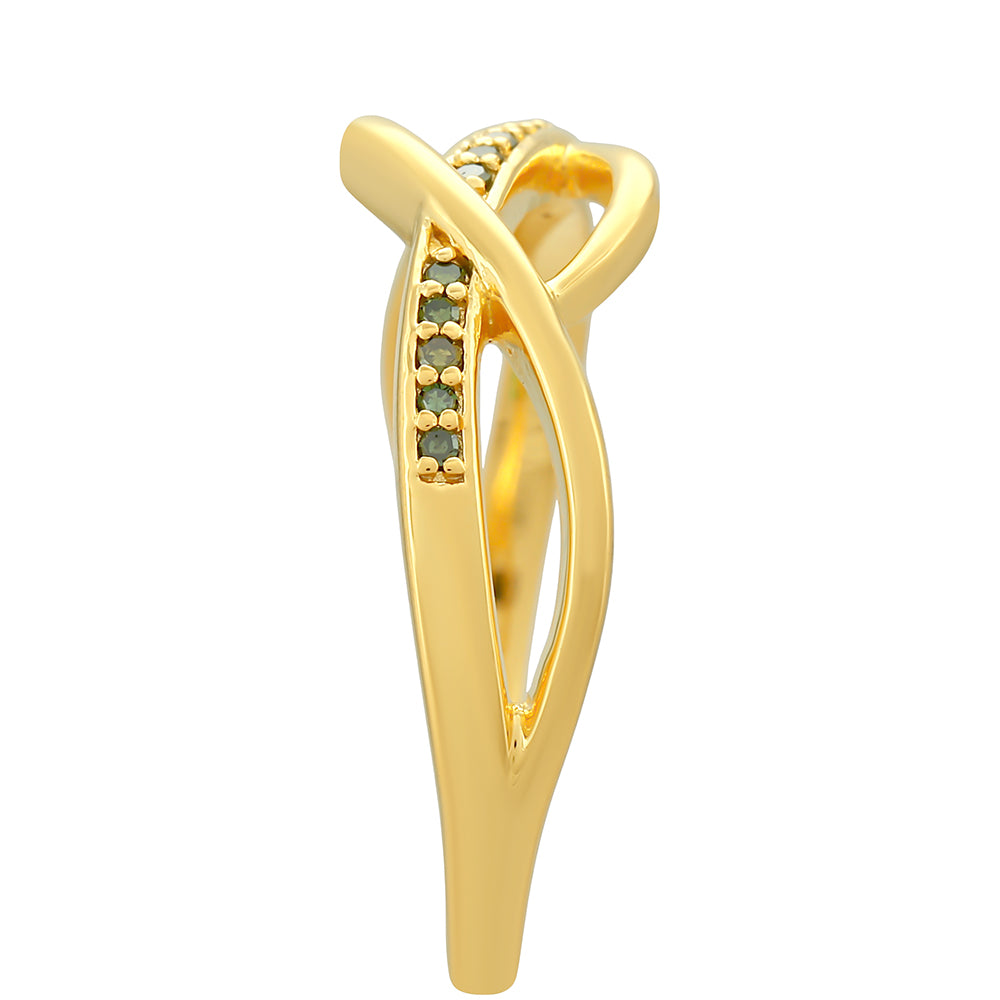 Inel din Argint 925 Placat cu Aur ( 2.52 grame ) cu Diamant Verde 0.05 Carate 3 