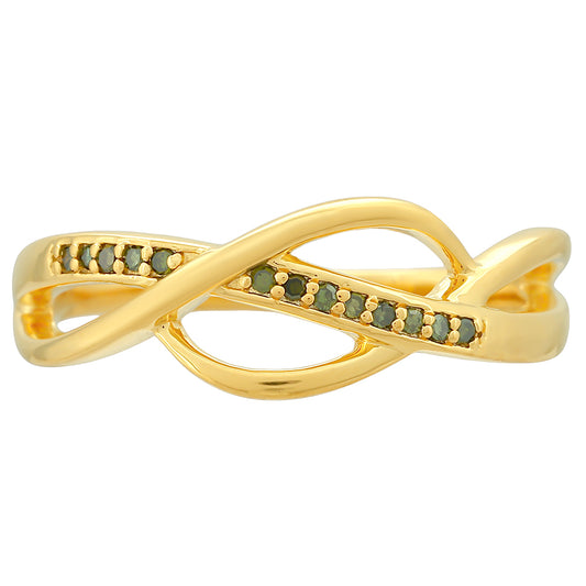 Inel din Argint 925 Placat cu Aur ( 2.52 grame ) cu Diamant Verde 0.05 Carate