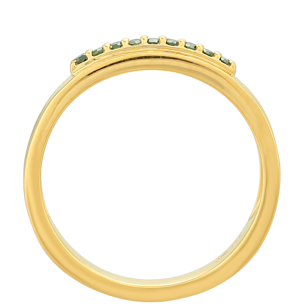 Inel din Argint 925 Placat cu Aur ( 2.27 grame ) cu Diamant Verde 0.09 Carate 4 