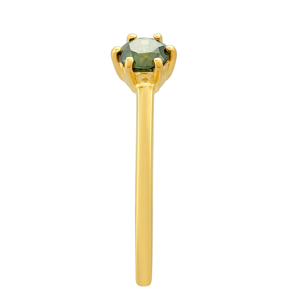 Inel din Argint 925 Placat cu Aur ( 1.03 grame ) cu Diamant Verde 0.26 Carate