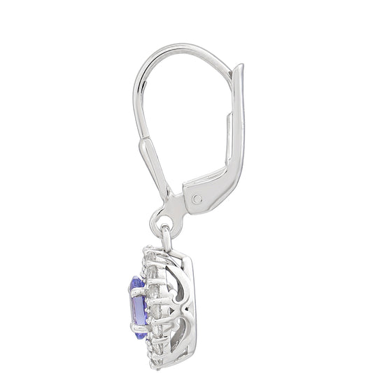 Cercei din Argint 925 ( 2.31 grame ) cu Tanzanit AAA și Topaz Alb 1.2 Carate
