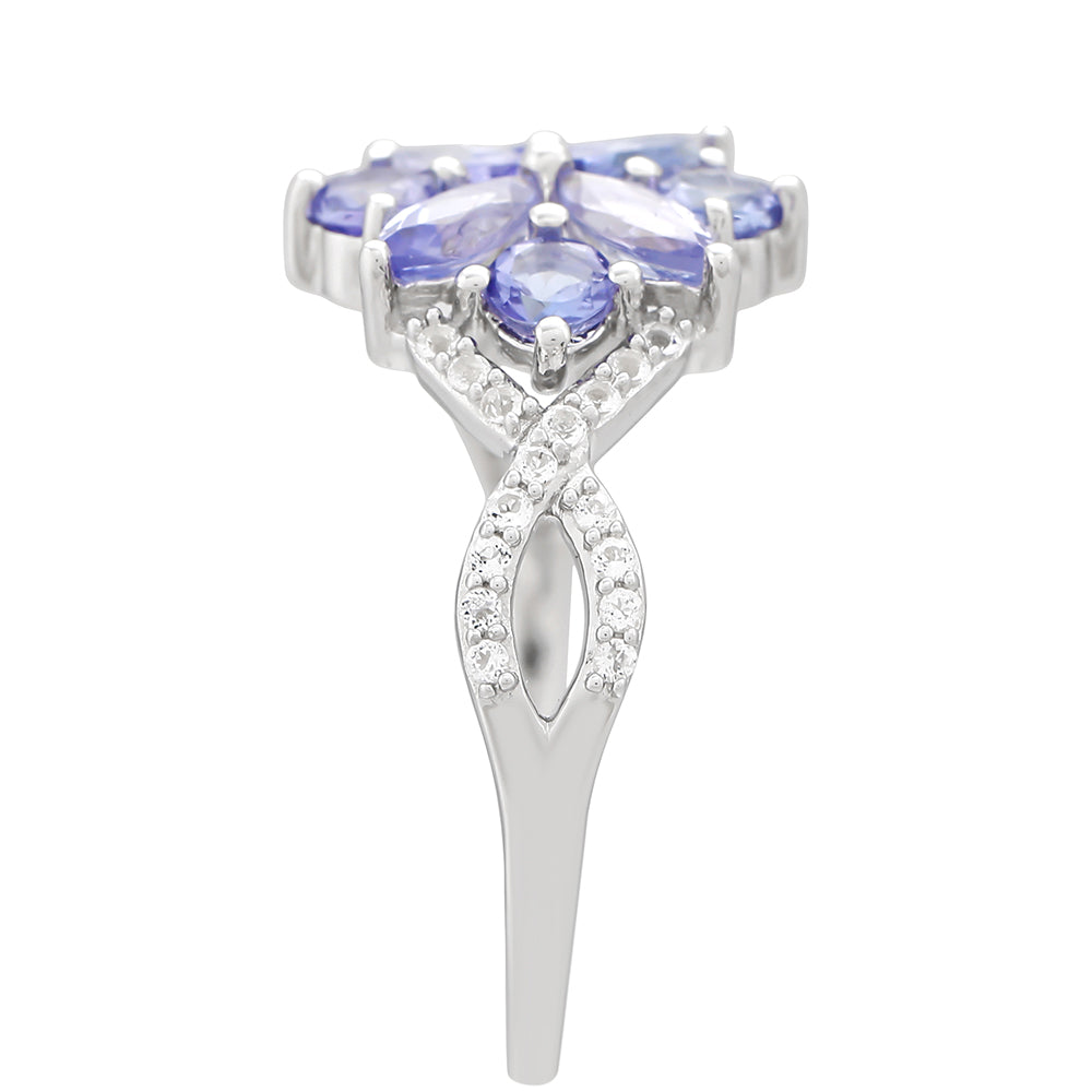 Inel din Argint 925 ( 2.14 grame ) cu Tanzanit AAA 1.05 Carate 3 