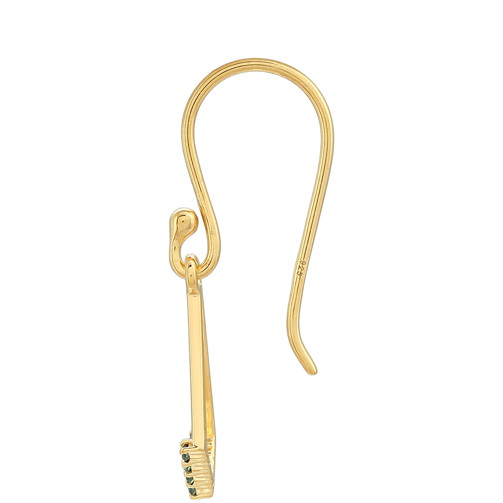 Cercei din Argint 925 Placat cu Aur ( 1.74 grame ) cu Diamant Verde 0.17 Carate