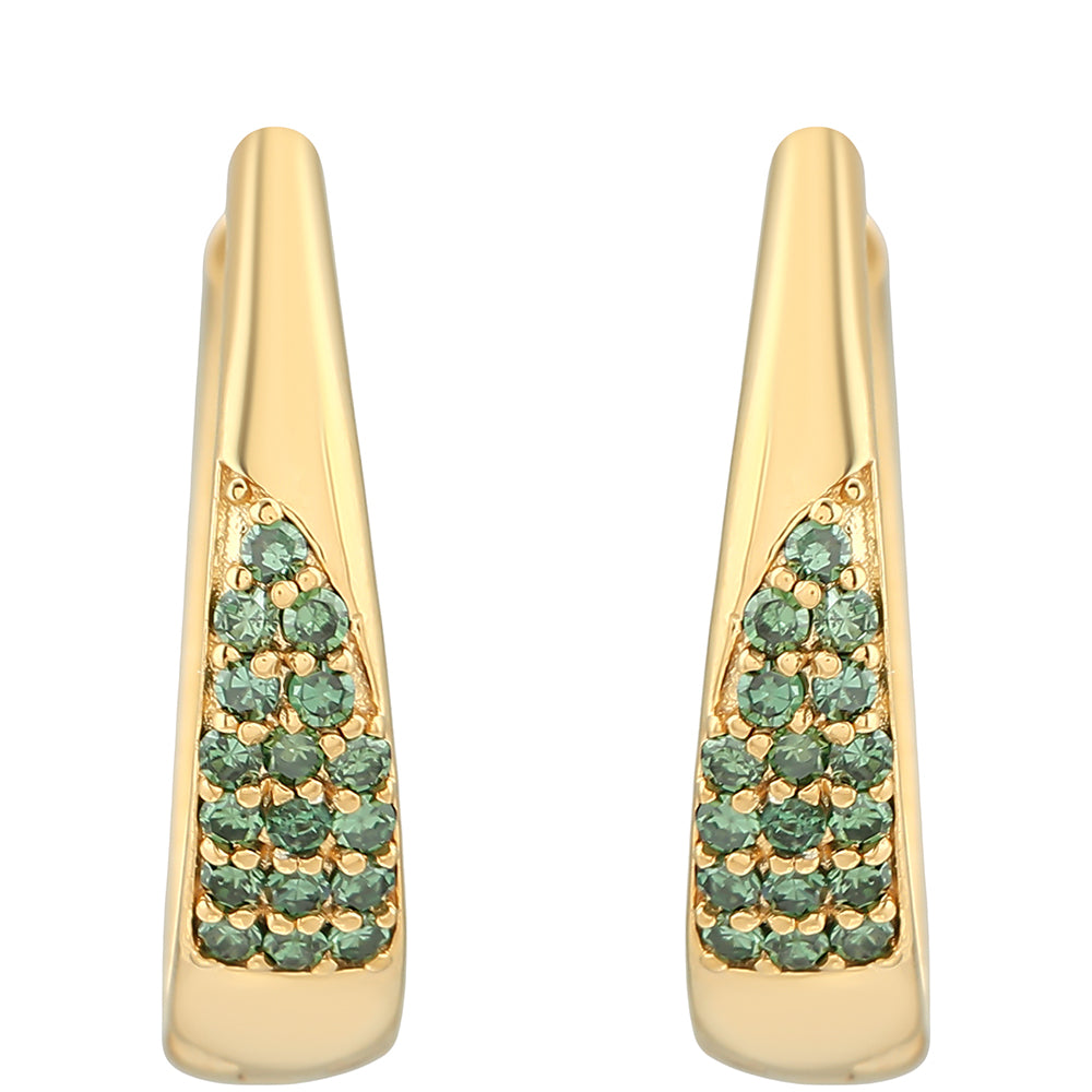Cercei din Argint 925 Placat cu Aur ( 4.41 grame ) cu Diamant Verde 0.32 Carate 1 