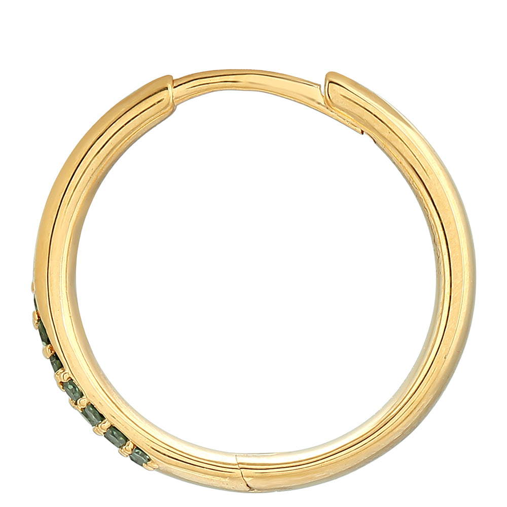 Cercei din Argint 925 Placat cu Aur ( 4.41 grame ) cu Diamant Verde 0.32 Carate 2 