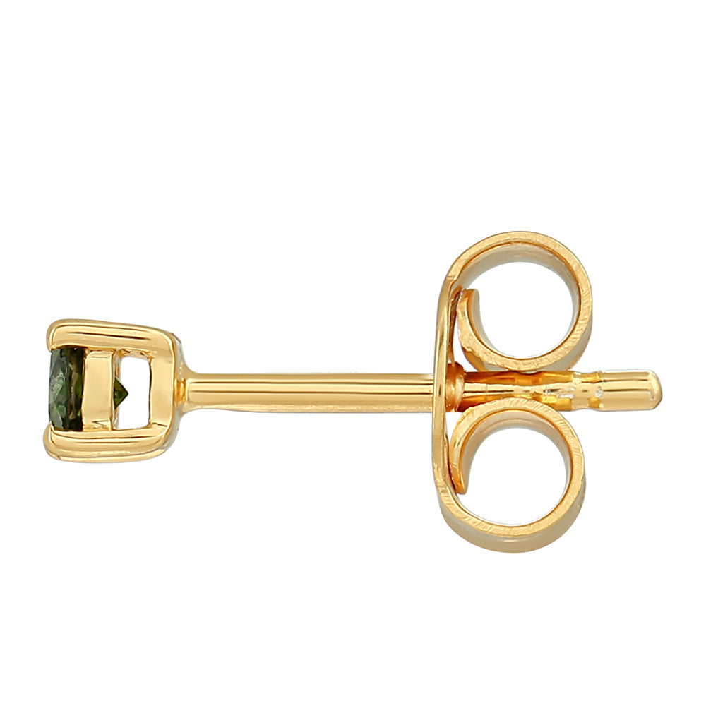 Cercei din Argint 925 Placat cu Aur ( 0.7 grame ) cu Diamant Verde 0.21 Carate 2 