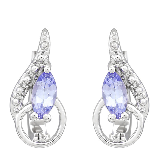 Cercei din Argint 925 ( 1.9 grame ) cu Tanzanit AAA 0.49 Carate