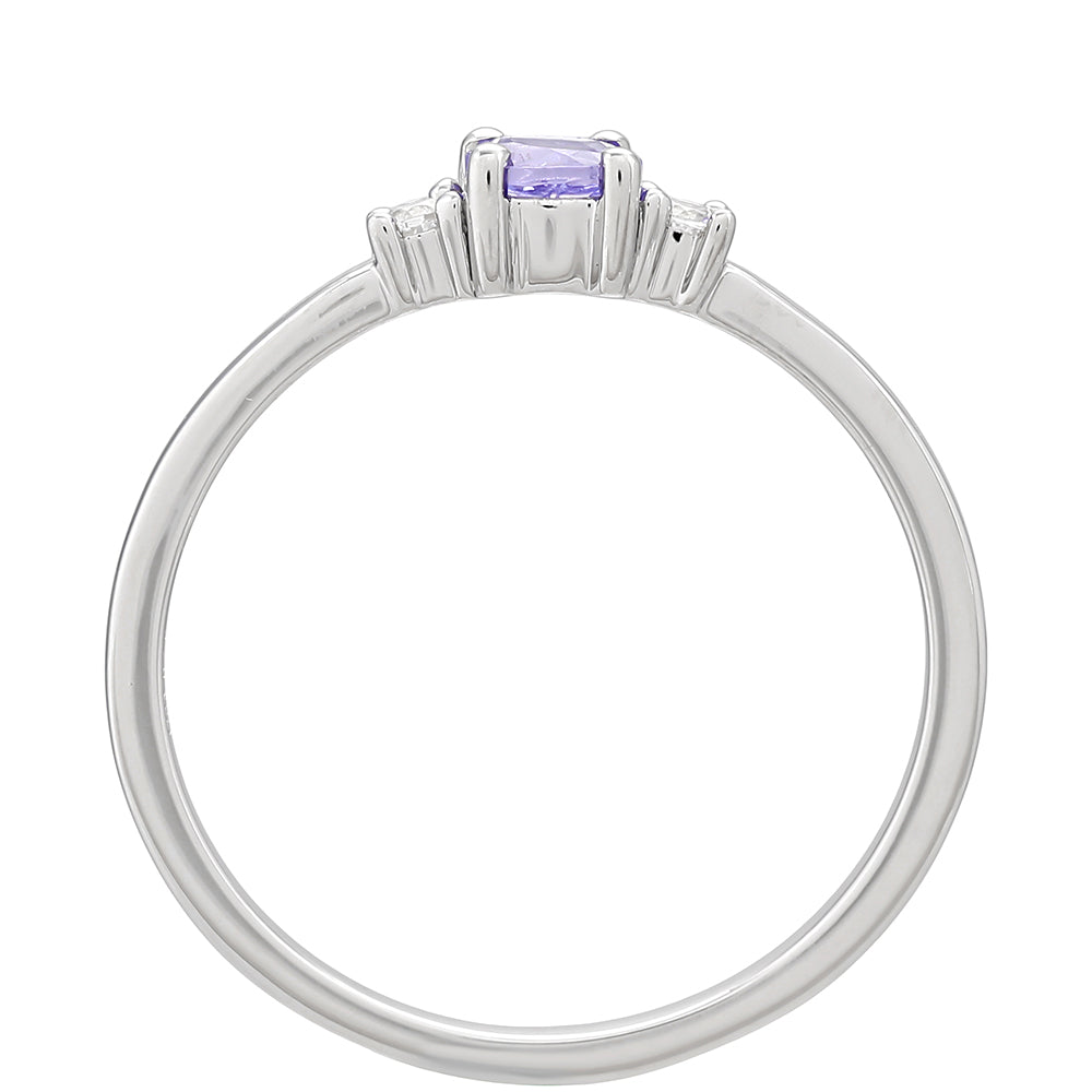 Inel din Argint 925 ( 1.14 grame ) cu Tanzanit AAA și Topaz Alb 0.21 Carate