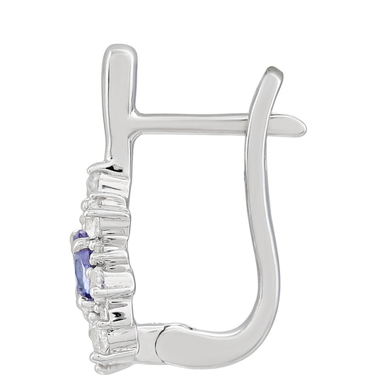 Cercei din Argint 925 ( 2.23 grame ) cu Tanzanit AAA și Topaz Alb 1.04 Carate