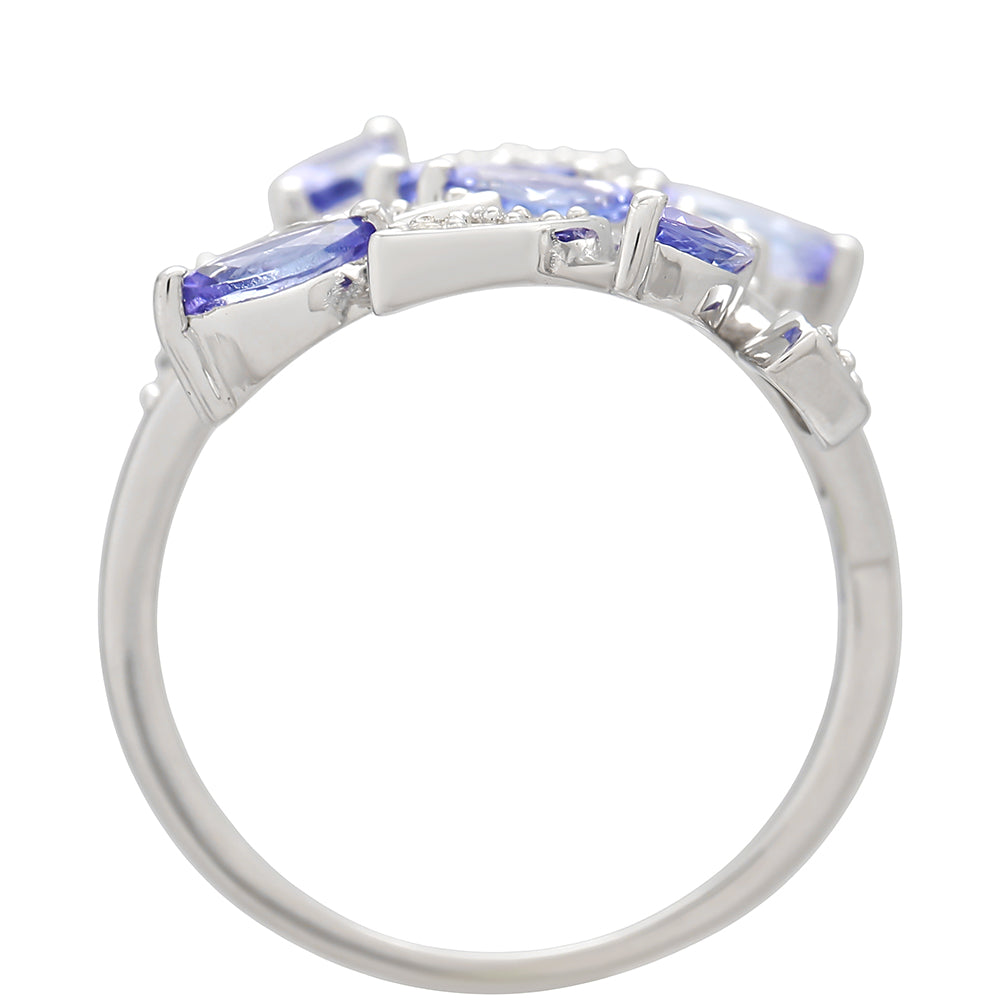 Inel din Argint 925 ( 3.98 grame ) cu Tanzanit AAA și Topaz Alb 1.24 Carate