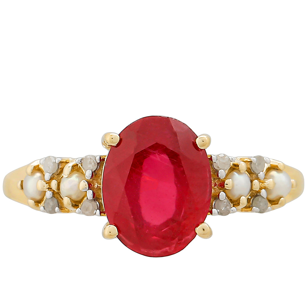 Inel din Aur de 9K ( 1.74 grame ) cu Rubin Thailandez și Diamant Alb 3.18 Carate 1 