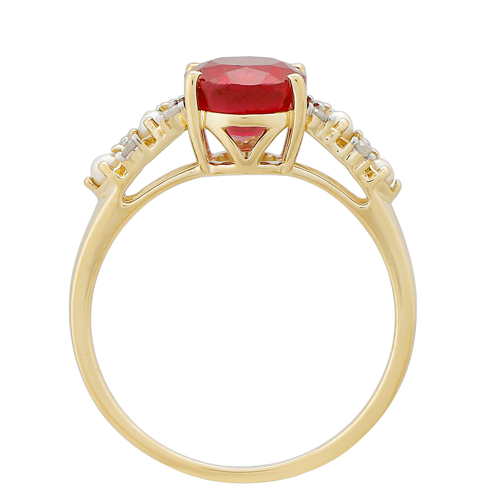 Inel din Aur de 9K ( 1.74 grame ) cu Rubin Thailandez și Diamant Alb 3.18 Carate 4 