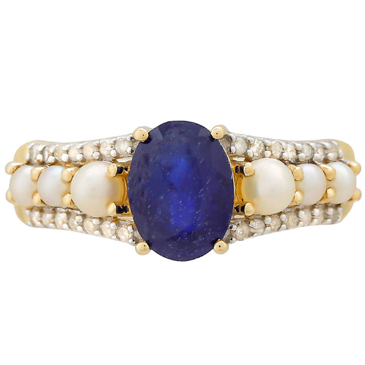 Inel din Aur de 9K ( 2.52 grame ) cu Safir Thailandez și Diamant Alb 2.72 Carate