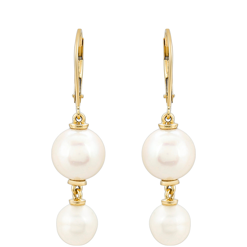 Cercei din Aur de 9K ( 1.28 grame ) cu Perlă de Apă Dulce Albă 19.04 Carate 1 
