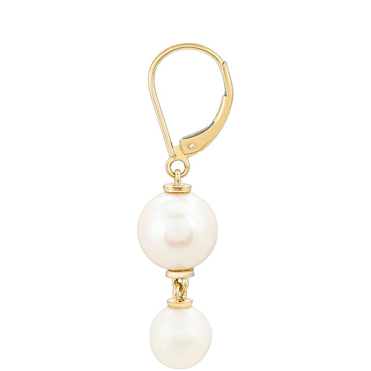 Cercei din Aur de 9K ( 1.28 grame ) cu Perlă de Apă Dulce Albă 19.04 Carate