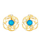 Cercei din Argint 925 Placat cu Aur ( 2.97 grame ) cu Opal Albastru Etiopian Paraiba și Topaz Alb 0.98 Carate