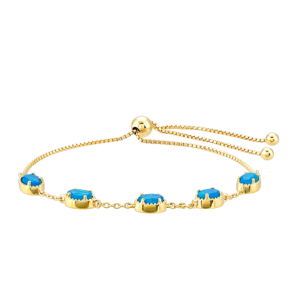 Brățară din Argint 925 Placat cu Aur ( 4.49 grame ) cu Opal Albastru Etiopian Paraiba 1.67 Carate