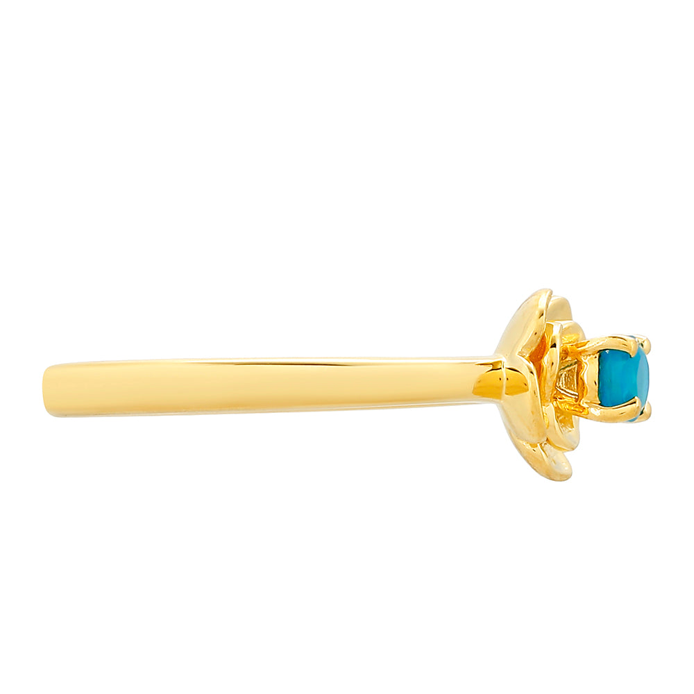 Inel din Argint 925 Placat cu Aur ( 2.32 grame ) cu Opal Albastru Etiopian Paraiba 0.23 Carate 2 