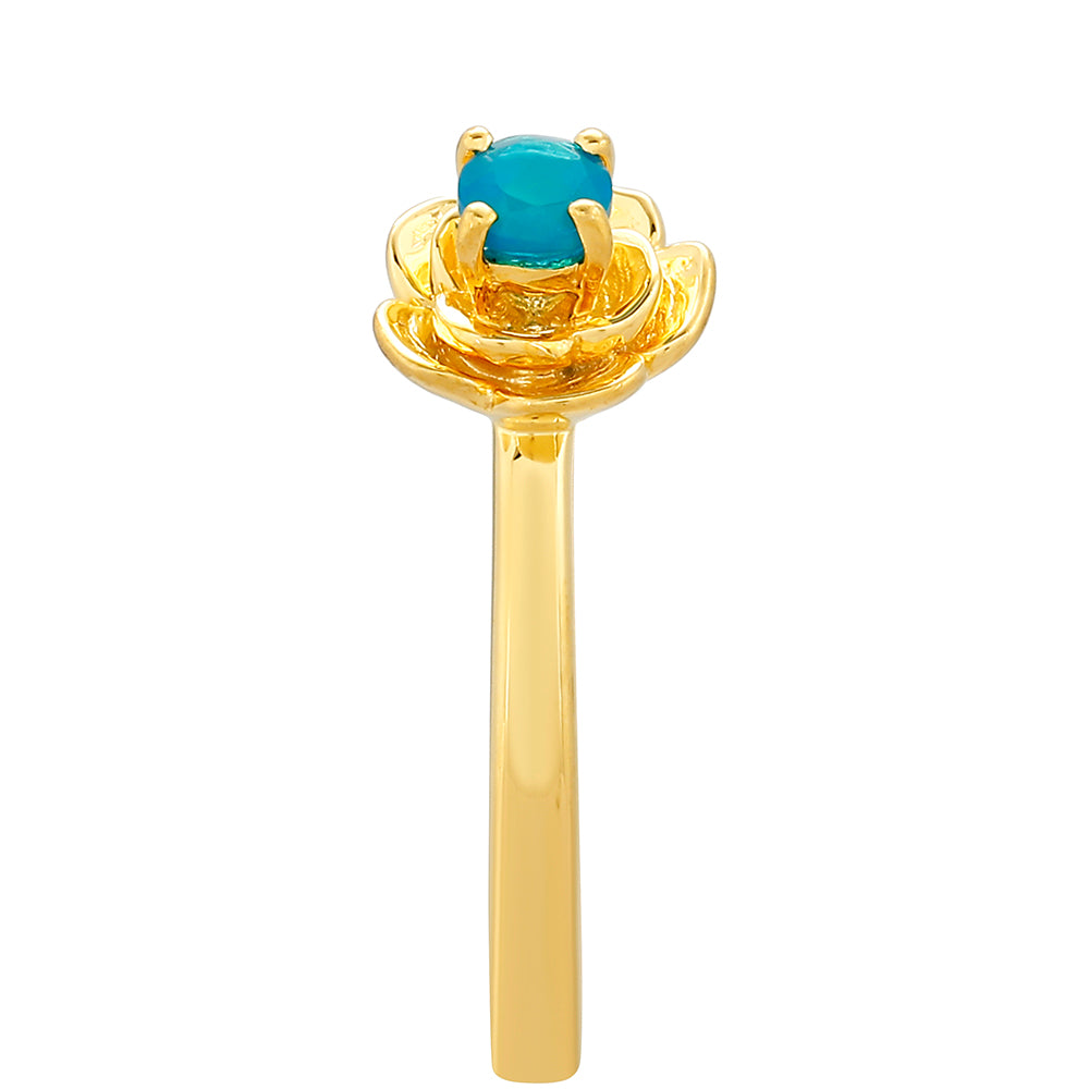Inel din Argint 925 Placat cu Aur ( 2.32 grame ) cu Opal Albastru Etiopian Paraiba 0.23 Carate