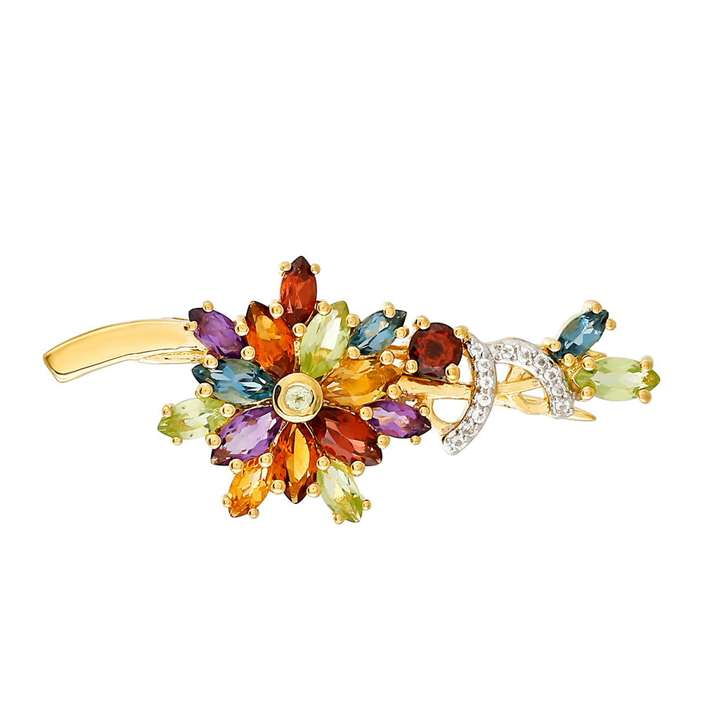 Broşă din Argint 925 Placat cu Aur ( 2.62 grame ) cu Ametist și Citrin Madeira 1.99 Carate 1 