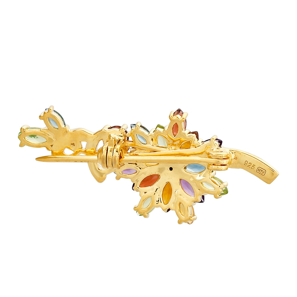 Broşă din Argint 925 Placat cu Aur ( 2.62 grame ) cu Ametist și Citrin Madeira 1.99 Carate 2 