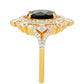 Inel din Argint 925 Placat cu Aur ( 3.48 grame ) cu Turmalină Neagră și Topaz Alb 2.07 Carate